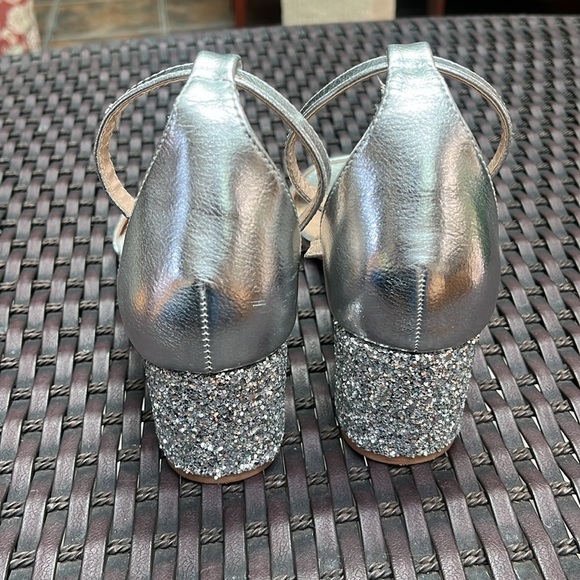 Mix No. 6 CYM Silver Metallic Faux Leather Sandals Block glitter Heels Women 7.5 - Picture 6 of 13